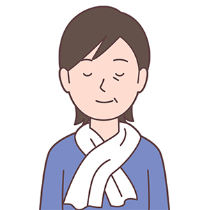 洗髪前に患者さんにタオルを巻く、巻き方の図